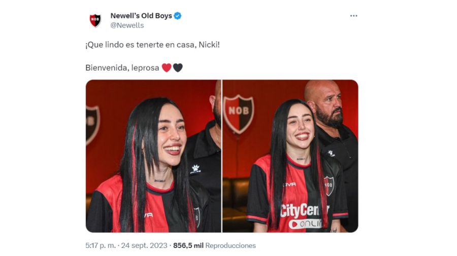 Nicki Nicole alentando a Newell’s